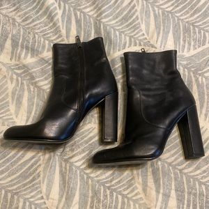 Black zip up leather booties